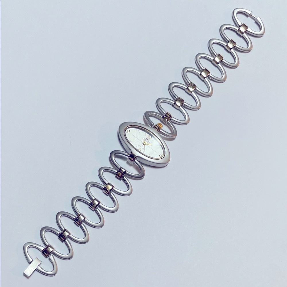 Denacci Silver and Gold Oval Link Watch